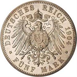 [L#5558] Germ Hesse Darm 5 mark 1904 Proof