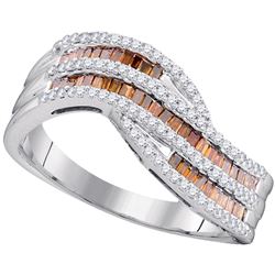 0.53 CTW Red Color Diamond Contour Ring 10KT Rose Gold - REF-52H4M