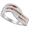 Image 1 : 0.53 CTW Red Color Diamond Contour Ring 10KT Rose Gold - REF-52H4M