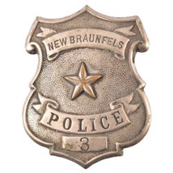 Antique New Braunfels Texas Police Badge No. 3