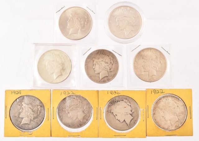 9 Liberty Silver Dollars
