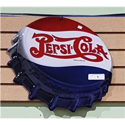 EMBOSSED PEPSI-COLA TIN BOTTLECAP SIGN