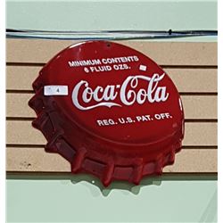 EMBOSSED COCA-COLA TIN BOTTLECAP SIGN