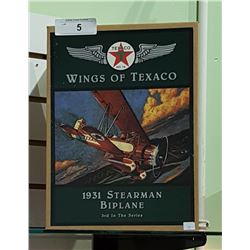 NIB WINGS OF TEXACO 1931 STEARMAN BIPLANE DIE CAST COIN BANK