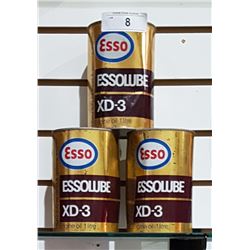 3 VINTAGE ESSOLUBE XD3 OIL QUARTS
