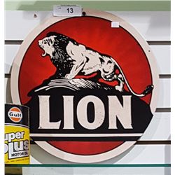 LION GASOLINE METAL SIGN