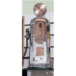 CHROME AND COPPER GAS PUMP BEVERAGE DISPENSER