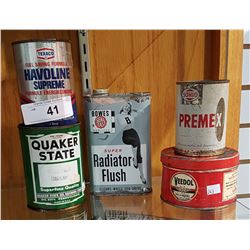 5 VINTAGE COLLECTIBLE OIL TINS