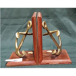 PAIR OF BRASS ANCHOR BOOK ENDS