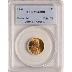 1937 Lincoln Wheat Cent Coin PCGS MS67RD