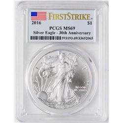 2016 $1 American Silver Eagle Coin PCGS MS69 First Strike
