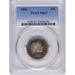 1904 Proof Barber Quarter Coin PCGS PR67 Amazing Color