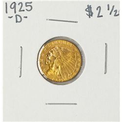 1925-D $2 1/2 Indian Head Quarter Eagle Gold Coin