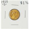 Image 1 : 1925-D $2 1/2 Indian Head Quarter Eagle Gold Coin