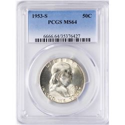 1953-S Franklin Half Dollar Coin PCGS MS64