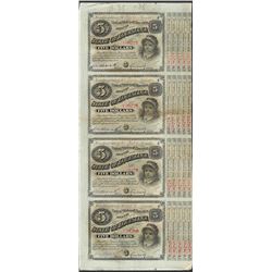 Uncut Sheet of (4) State of Louisiana Baby Bond Obsolete Notes