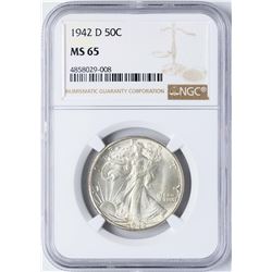 1942-D Walking Liberty Half Dollar Coin NGC MS65