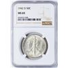 Image 1 : 1942-D Walking Liberty Half Dollar Coin NGC MS65
