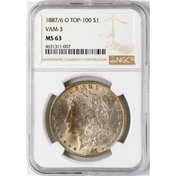1887/6 $1 Morgan Silver Dollar Coin NGC MS63 Top-100 VAM-3