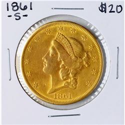 1861-S $20 Liberty Head Double Eagle Gold Coin