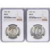 Image 1 : Lot of (2) 1943 Walking Liberty Half Dollar Coins NGC MS62