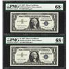 Image 1 : Lot of (2) Consec. 1957 $1 Silver Certificate Notes PMG Superb Gem Unc 68PPQ