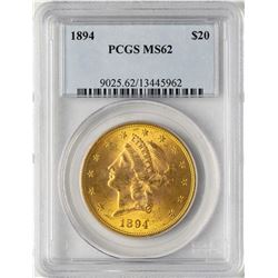 1894 $20 Liberty Head Double Eagle Gold Coin PCGS MS62