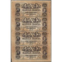 Uncut Sheet of 1800's $10 Canal Bank Obsolete Notes