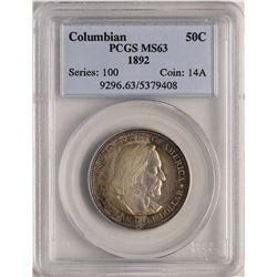 1892 Columbian Exposition Commemorative Half Dollar Coin PCGS MS63