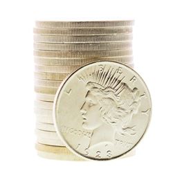 Roll of (20) Brilliant Uncirculated 1923 $1 Peace Silver Dollar Coins