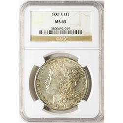 1881-S $1 Morgan Silver Dollar Coin NGC MS63