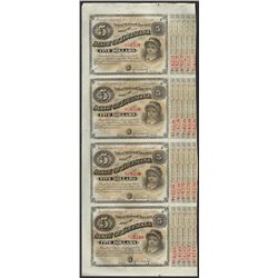 Uncut Sheet of (4) State of Louisiana Baby Bond Obsolete Notes