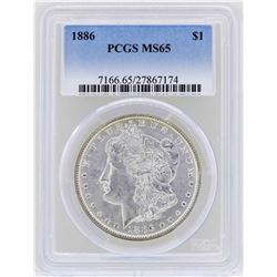 1886 $1 Morgan Silver Dollar Coin PCGS MS65
