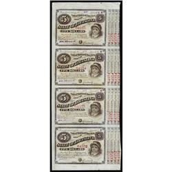 Uncut Sheet of (4) State of Louisiana Baby Bond Obsolete Notes