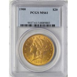 1900 $20 Liberty Head Double Eagle Gold Coin PCGS MS61