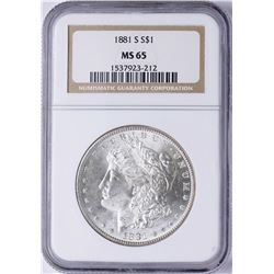 1881-S $1 Morgan Silver Dollar Coin NGC MS65