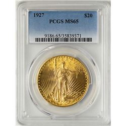 1927 $20 St. Gaudens Double Eagle Gold Coin PCGS MS65