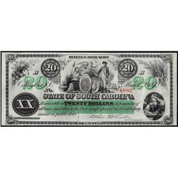 1872 $20 State of South Carolina Revenue Bond Obsolete Note