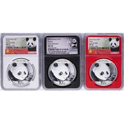 Lot of (3) 2018 China Panda Silver Coins NGC MS70 Early Releases