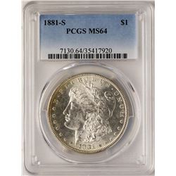 1881-S $1 Morgan Silver Dollar Coin PCGS MS64 Nice Toning