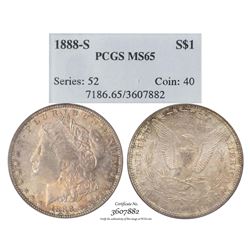 1888-S $1 Morgan Silver Dollar Coin PCGS MS65 AMAZING Toning