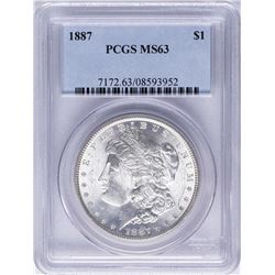 1887 $1 Morgan Silver Dollar Coin PCGS MS63