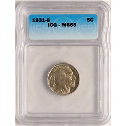 1931-S Buffalo Nickel Coin ICG MS65