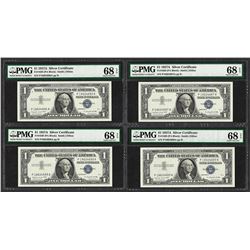 Lot of (4) Consecutive 1957A $1 Silver Certificate Notes PMG Superb Gem Unc. 68E