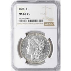 1888 $1 Morgan Silver Dollar Coin NGC MS63PL