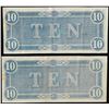 Image 2 : Lot of (2) Consecutive 1864 $10 Confederate States of America Notes