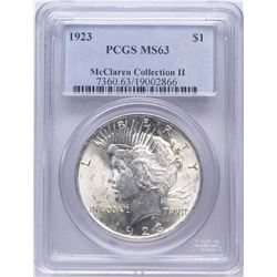 1923 $1 Peace Silver Dollar Coin NGC MS63