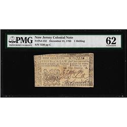 December 31, 1763 New Jersey 1 Shilling Colonial Currency Note PMG Uncirculated