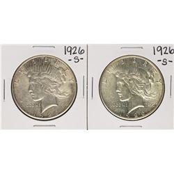 Lot of (2) 1926-S $1 Peace Silver Dollar Coins