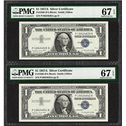 Lot of (2) 1957A $1 Silver Certificate Notes PMG Superb Gem Unc. 67EPQ